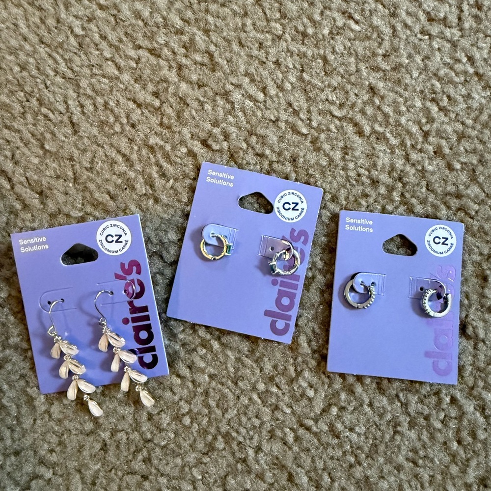 Claire's Silver and Gold Kids Hoop and Dangle Earrings